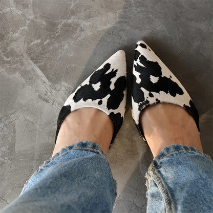 FEDONAS Ins Women Horsehair Cow pattern Kitten High Heels Party Wedding Shoes Woman Sexy Pointed Toe Slingback Pumps Sandals