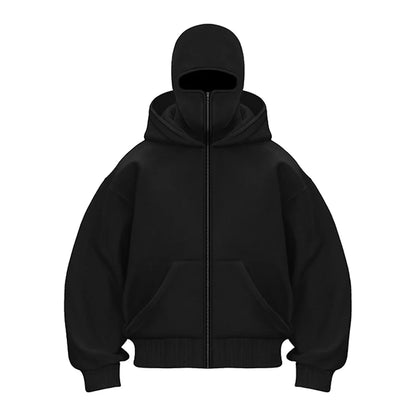 Plain Design Hooded Zip Up Sweatshirt for Men Women Autumn Winter Ins Style Couple Matching