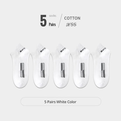 HSS 5Pairs Organic Cotton Men Socks Ankle Breathable Mesh Sports Sock Casual Athletic Summer Thin Short Sokken Plus Size EU40-46
