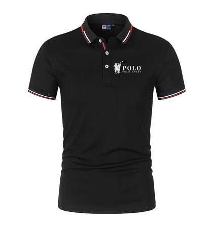 Men's premium summer polo shirt, quick drying, breathable, casual, business fashion, sports, short sleeved, men's clothing