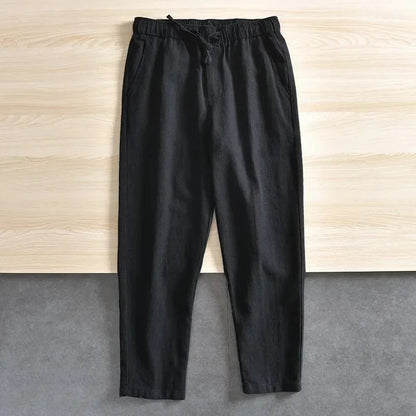 Men's Cotton Linen Casual Pants Baggy Streetwear Men Joggers Sports Trousers Solid Color Long Straight Trendy Pants for Men
