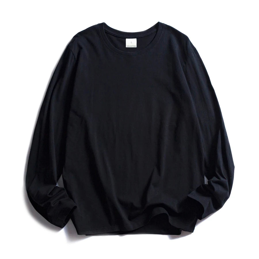 WAVLATII Women O-neck Long Sleeve T shirts Lady White Cotton Tops Female Soft Casual Tees Women's Black T-shirt