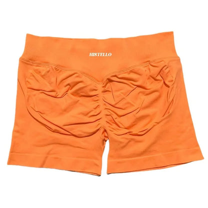 HISTELLO Sports Shorts Low Waist Seamless Scrunch Stretch Women Breathable Elastic Fitness Running Gym Yoga Workout Leggings