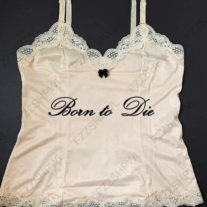 Women's Sleeveless Camisole Y2K Sexy Lace Streetwear Hip Hop Punk Rock vintage Emo Girls Chic Letter Print Gothic Slim baby Tops