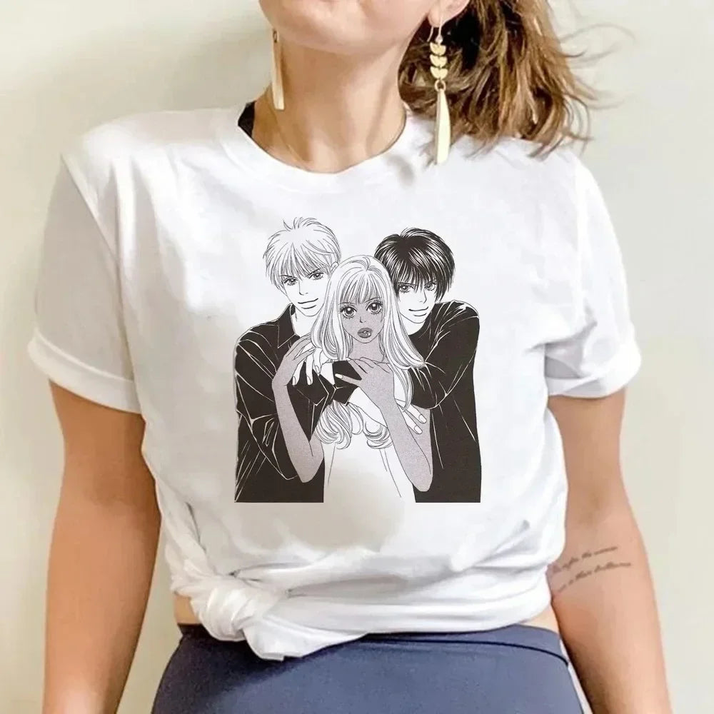 NANA Japanese Anime T-shirt Cartoon Print Unisex Tops Black Stones Streetwear Sweatshirt Men Women Tees Female Streetwear