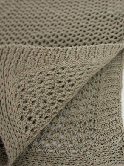 Women's Knitted Short Skirt with Hollow Straps and Slit, Sexy Beach Coverup Shirt for Summer