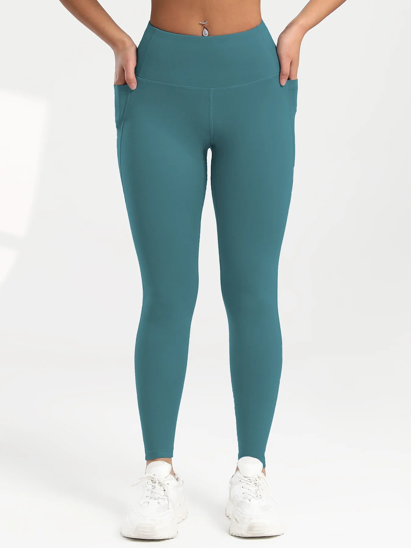 2025 Pockets Gym Yoga Women's Leggings Pure Color Casual Outdoors Workout High Waist Skinny Leggings Of Women Running Pants