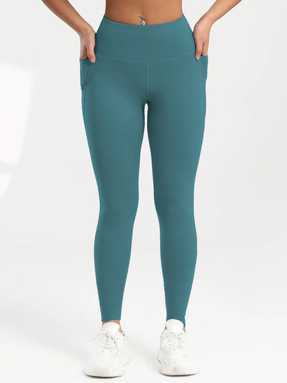 2025 Pockets Gym Yoga Women's Leggings Pure Color Casual Outdoors Workout High Waist Skinny Leggings Of Women Running Pants