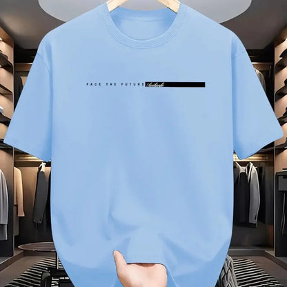 Unisex Style Summer Men's 100% Cotton Casual Loose Fit Round Neck Short Sleeved Lightweight Breathable T-shirt Top High Street