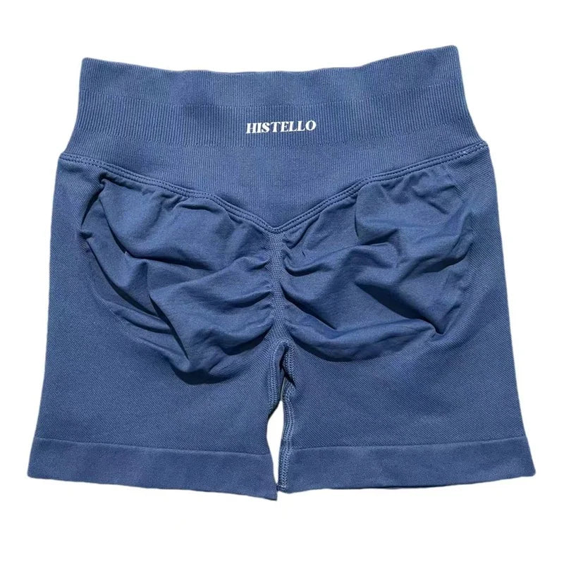 HISTELLO Sports Shorts Low Waist Seamless Scrunch Stretch Women Breathable Elastic Fitness Running Gym Yoga Workout Leggings