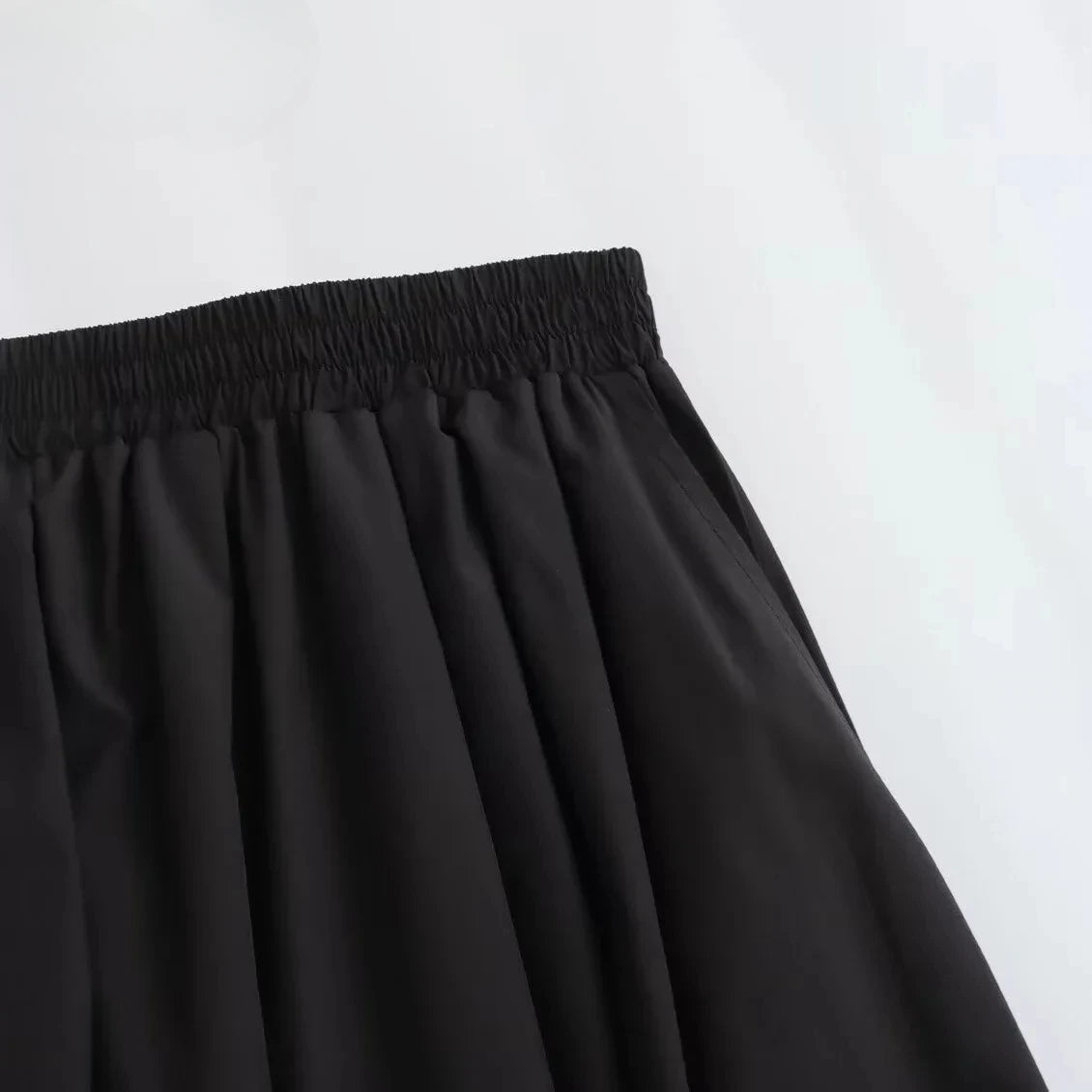 Mooyufon Women's Fashion Spring New Black Wide Pleated Swing Vintage Chic Female High Waist  Elegant A-line Long Skirt Mujer