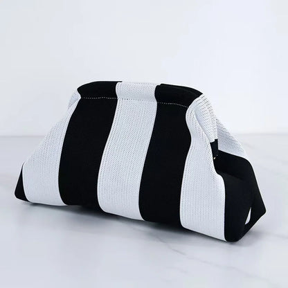 Summer Beach Clutch Bag for Women Woven Crochet Handbags Purses Knitting Dumpling Clutch Ruched Cute Cloud Casual Colorblock Bag