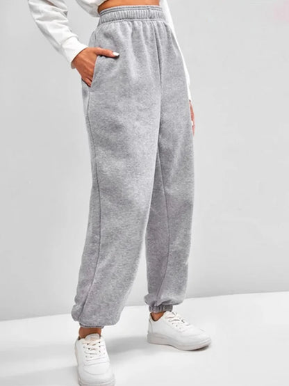 Comfortable High Waist Sweatpants for Women Stretchy and Soft Everyday Pants with Elastic Waistband