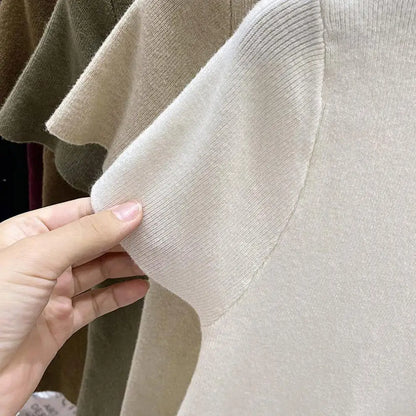 2025 Pullover Sweater  Basic Layering Piece Thin  Pullover Women Female Knitted Sweater Slim Short Sleeve Bodycon Sweater