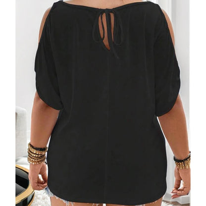 Pullover loose casual strapless solid color women's t-shirt