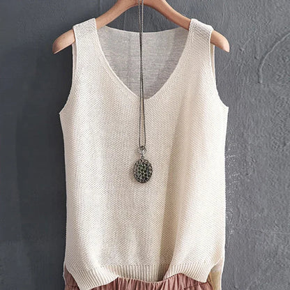Fashion Woman Blouses 2024 V-neck Knitted Blouse Shirt Women Clothes Sleeveless Summer Blouse Women Womens Tops And Blouses C860