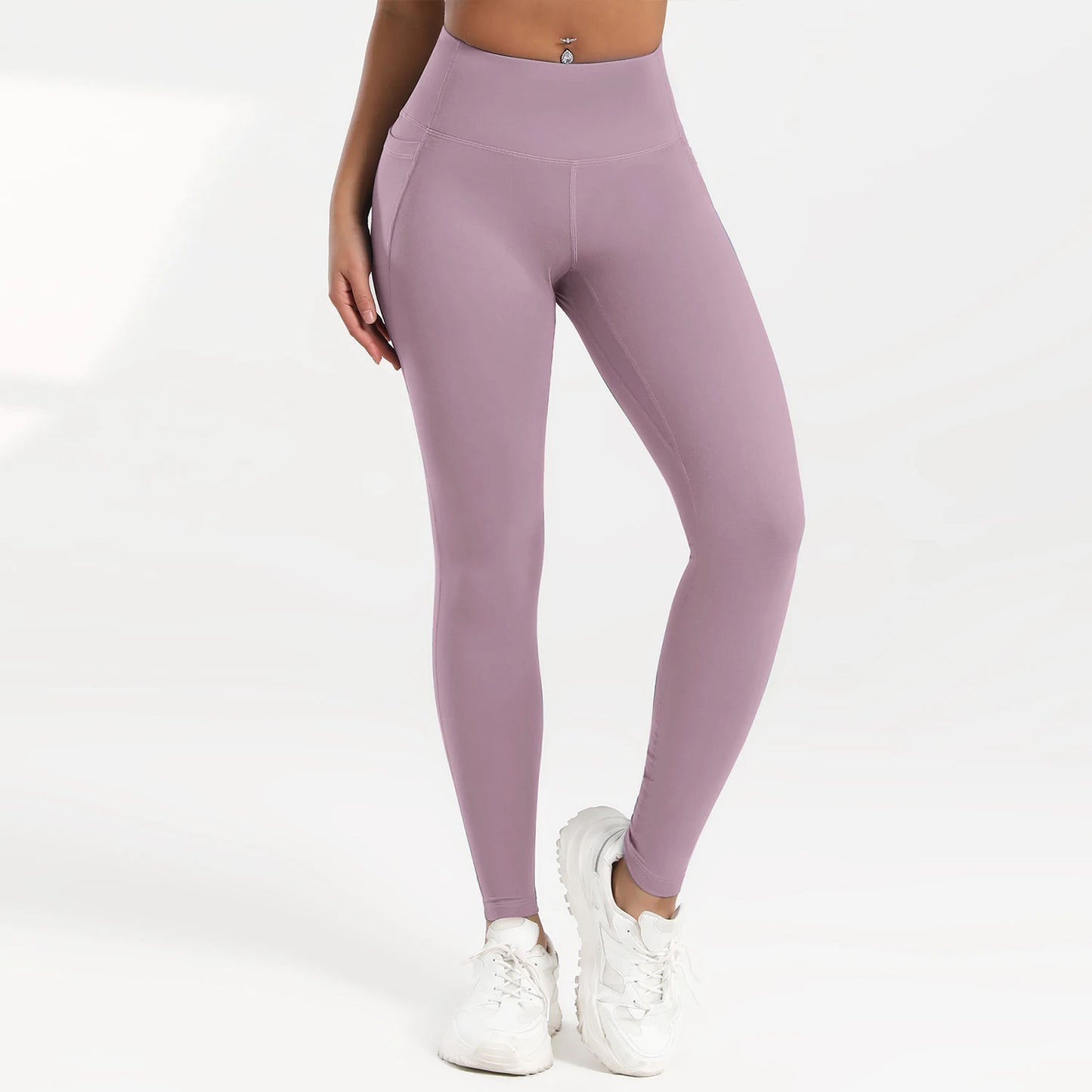 2025 Pockets Gym Yoga Women's Leggings Pure Color Casual Outdoors Workout High Waist Skinny Leggings Of Women Running Pants