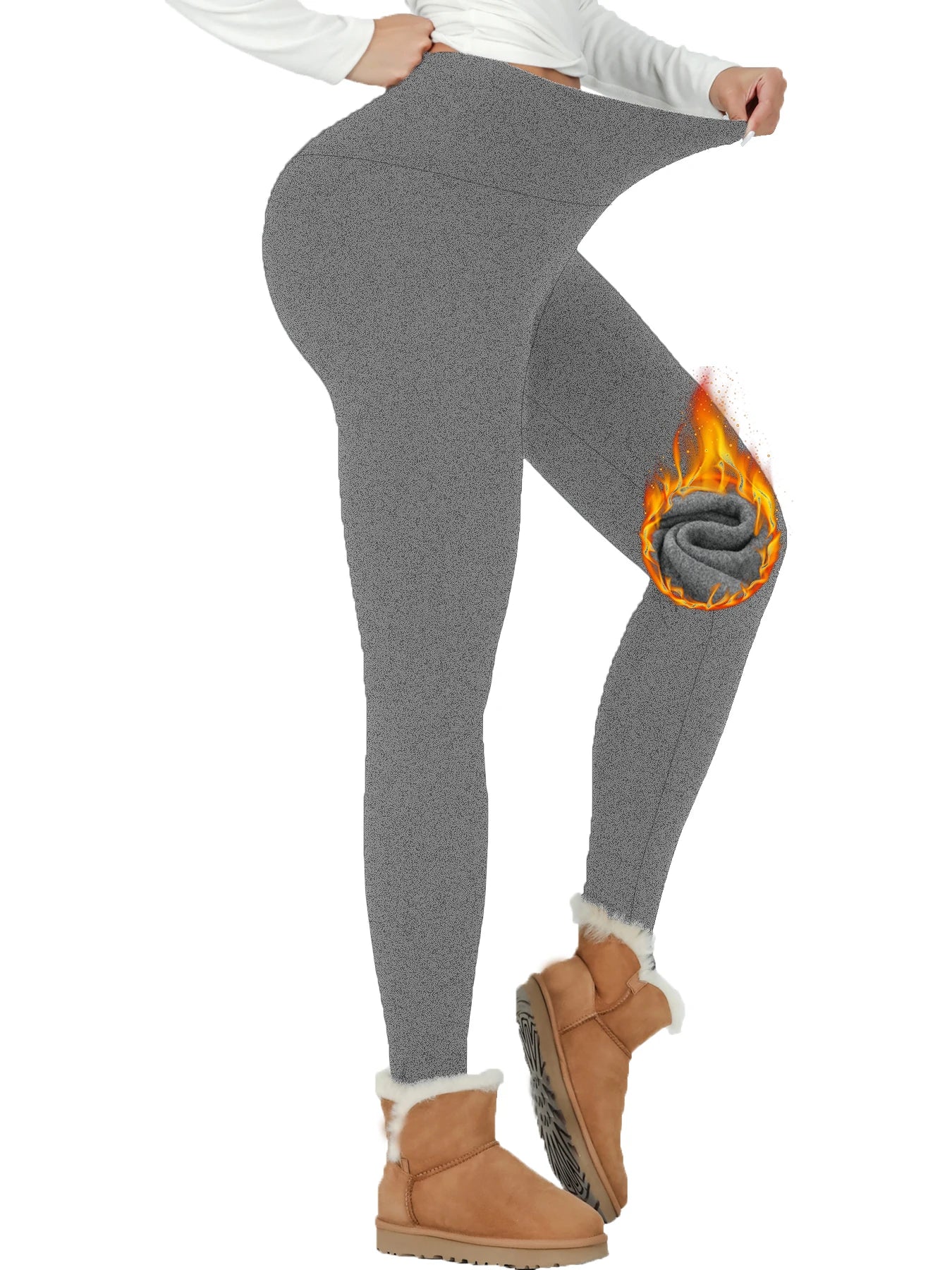 Womens Thermal Fleece Lined High Waisted Leggings. Workout Winter Warm Thick Tights Soft Yoga Pants