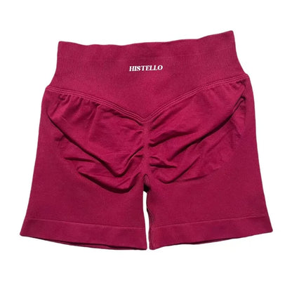 HISTELLO Sports Shorts Low Waist Seamless Scrunch Stretch Women Breathable Elastic Fitness Running Gym Yoga Workout Leggings