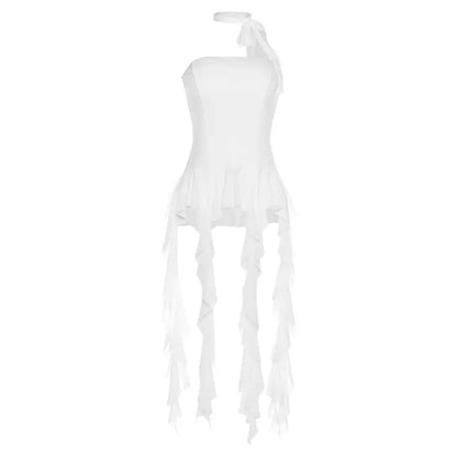 Women's Sexy Hot Girl Style Off-Shoulder Lace Solid Colour Cropped Top Casual Strapless Halter Neck Tank Top