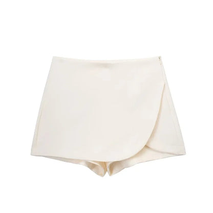 MUJER 2025 Asymmetric Skort For Women Pink Black Mini Skirt Shorts Woman Fashion High Waist Short Skirts Summer Casual Shorts