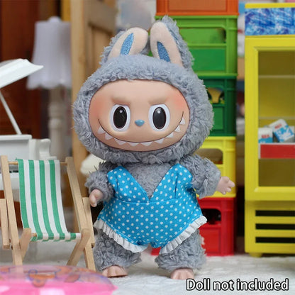 Doll'S Clothes Outfit Accessories For Ropa Labubu 10cm cotton doll BJD Swimsuit glasses beach diving surfboard straw bag