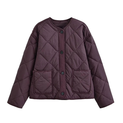 Nlzgmsj Autumn Winter Women's Solid Single-breasted O-Neck Jacket Fashion  Long Sleeve Coat  Street Casual  Short  Jacket