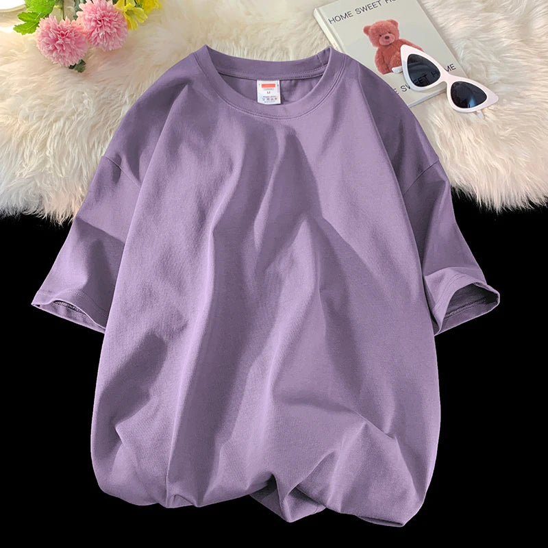 LEGIBLE Summer short sleeve T-Shirt  Women Tee Shirt  Loose Solid Basic T Shirt Women Casual O-neck Hipster Tshirt Top