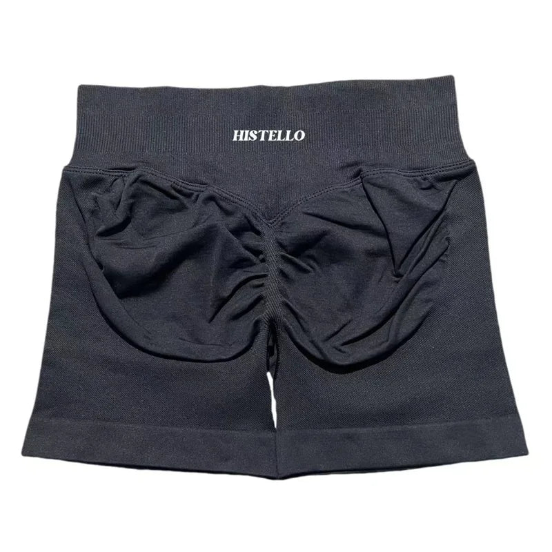 HISTELLO Sports Shorts Low Waist Seamless Scrunch Stretch Women Breathable Elastic Fitness Running Gym Yoga Workout Leggings