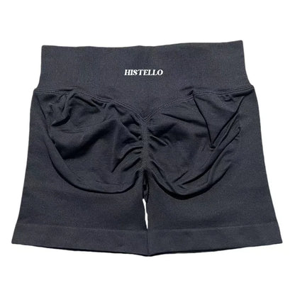 HISTELLO Sports Shorts Low Waist Seamless Scrunch Stretch Women Breathable Elastic Fitness Running Gym Yoga Workout Leggings