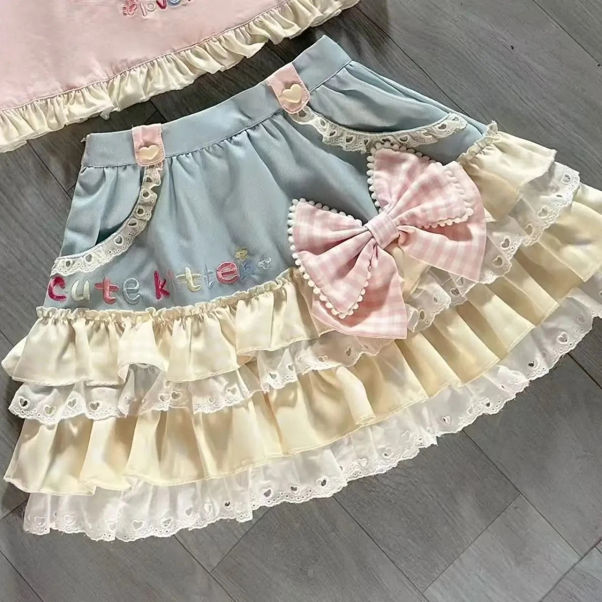 Japanese Kawaii Crop Tops Cartoon Print Harajuku Lolita Short Sleeve T-shirts Women Y2k Aesthetic Slim Tee Vintage Fairy Grunge