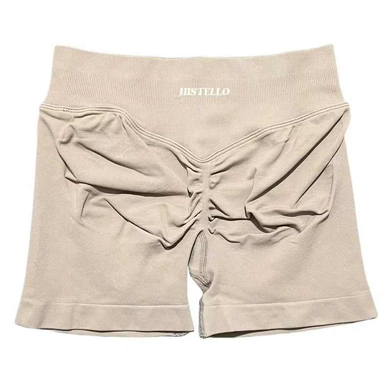 HISTELLO Sports Shorts Low Waist Seamless Scrunch Stretch Women Breathable Elastic Fitness Running Gym Yoga Workout Leggings