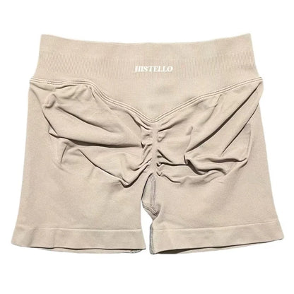 HISTELLO Sports Shorts Low Waist Seamless Scrunch Stretch Women Breathable Elastic Fitness Running Gym Yoga Workout Leggings