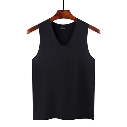 Summer Men's Non-Marking Ice Silk Undershirt Men's Slim Sports Fitness Cross-Body Bottoming Sleeveless Breathable Home wear
