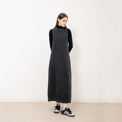 AP New 2025 Autumn Women Denim Sleeveless Dress Black Knitting Cardigan Fashion Style