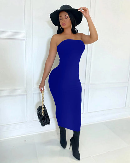 Summer Women's Sexy Sleeveless Chest Wrapped Long Beach Dress