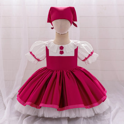 Ma Sha and Bear Toddler Girl Party Lolita Maid Dresses 2pcs Infant 1st Birthday Princess Dress Wedding Bridesmaids Kids Clothing