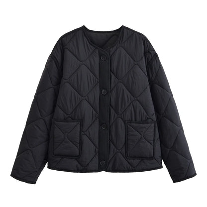 Nlzgmsj Autumn Winter Women's Solid Single-breasted O-Neck Jacket Fashion  Long Sleeve Coat  Street Casual  Short  Jacket