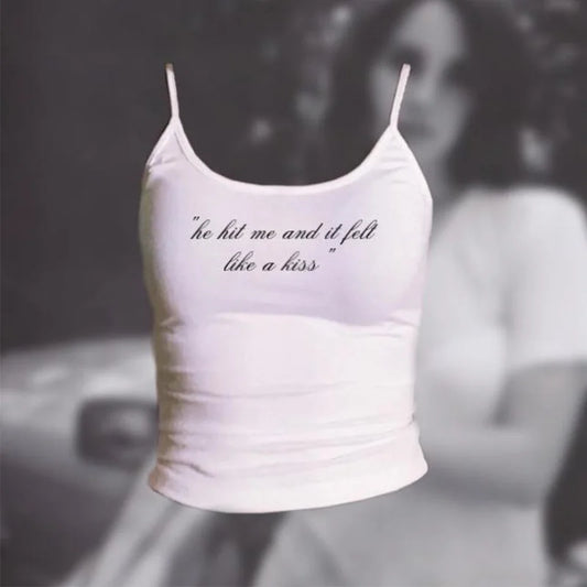 Punk Grunge Camisole Tops Streetwear Women's Sleeveless Corset Letter Print Cute Crop Tops Y2k Clothes Gothic Fairycore Tank Top