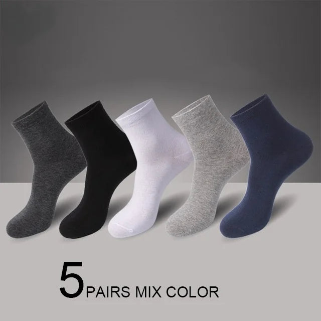 5/10 Pairs High Quality Men‘s Socks Cotton Casual Business Middle Black Breathable Male Crew Socks Dress Gifts Socks Size 38-44