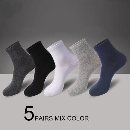 5/10 Pairs High Quality Men‘s Socks Cotton Casual Business Middle Black Breathable Male Crew Socks Dress Gifts Socks Size 38-44