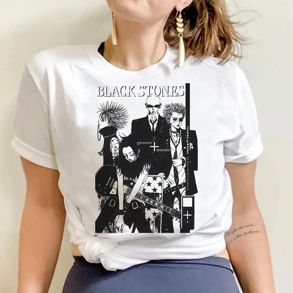 NANA Japanese Anime T-shirt Cartoon Print Unisex Tops Black Stones Streetwear Sweatshirt Men Women Tees Female Streetwear