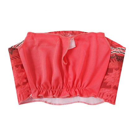 Girl Moana Vaiana Costume Children Princess Dress Summer Beach 2PCS Set Cosplay Clothing Christmas Carnival Halloween 2-12T