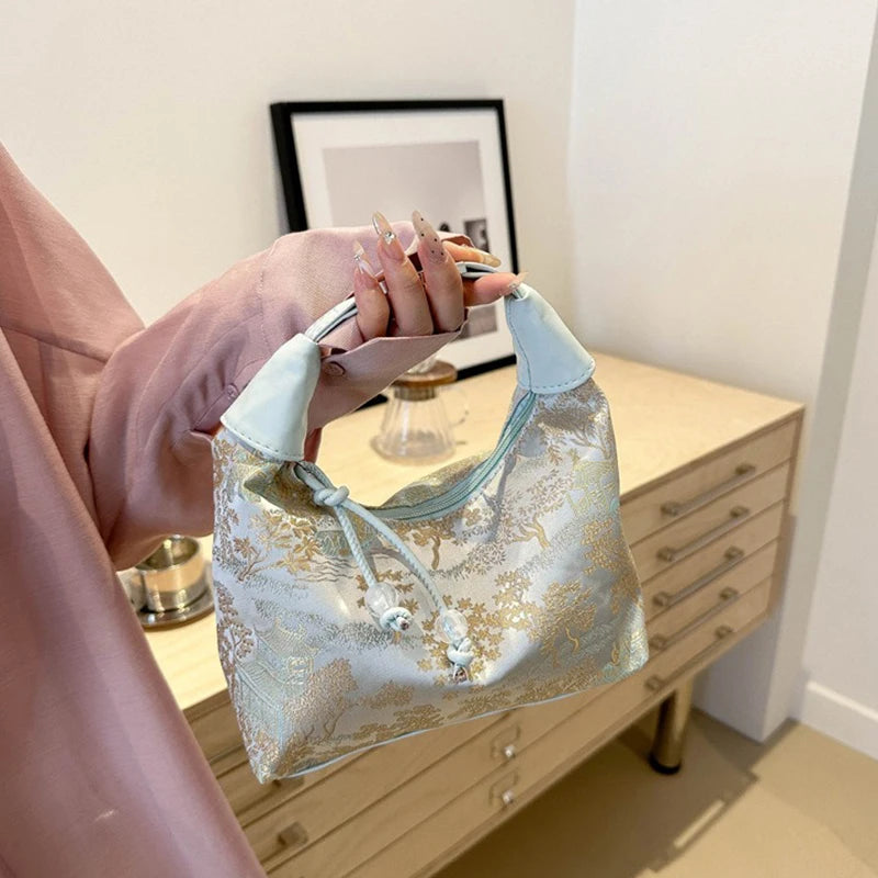 New Chinese Style Fine Embroidery Ladies Handbags 2025 Summer Fashion Shoulder Bag Crossbody Daily Party Tote Handbag for Women