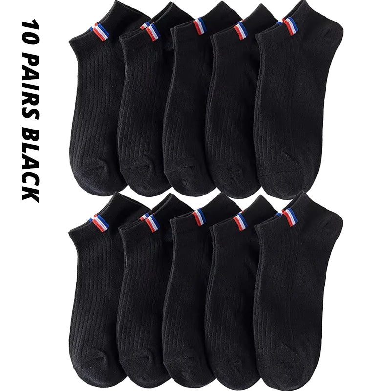 5/10/20 Pairs Of Thin Summer Blending Boat Socks Plain Color Mens Casual Socks Breathable Sweat Absorbing Calibration Socks