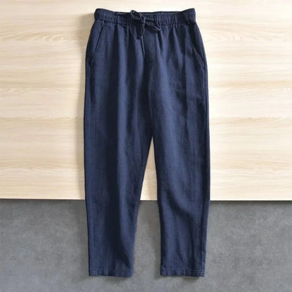 Men's Cotton Linen Casual Pants Baggy Streetwear Men Joggers Sports Trousers Solid Color Long Straight Trendy Pants for Men