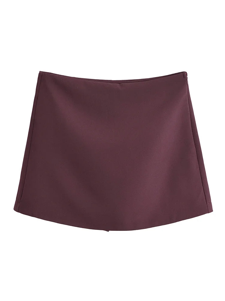 TFMLN New Spring Women Solid Skort Fashion Causal Side Zipper Mini Shorts  Skirts Vintage High Waist Streetwear Shorts Skirts