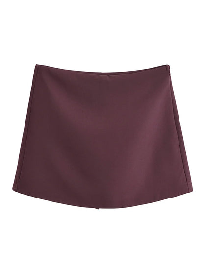 TFMLN New Spring Women Solid Skort Fashion Causal Side Zipper Mini Shorts  Skirts Vintage High Waist Streetwear Shorts Skirts