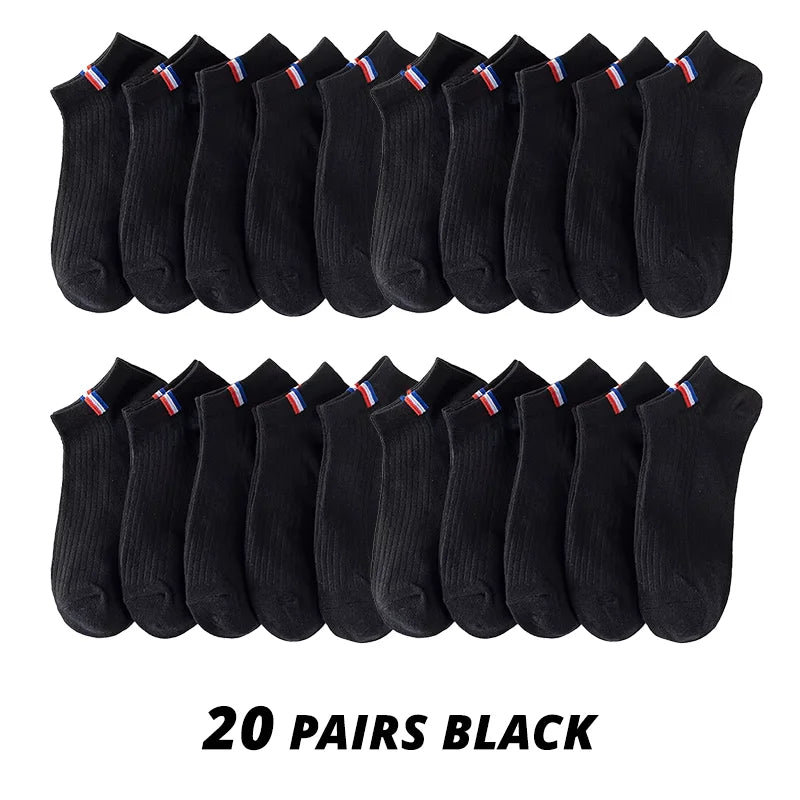5/10/20 Pairs Of Thin Summer Blending Boat Socks Plain Color Mens Casual Socks Breathable Sweat Absorbing Calibration Socks
