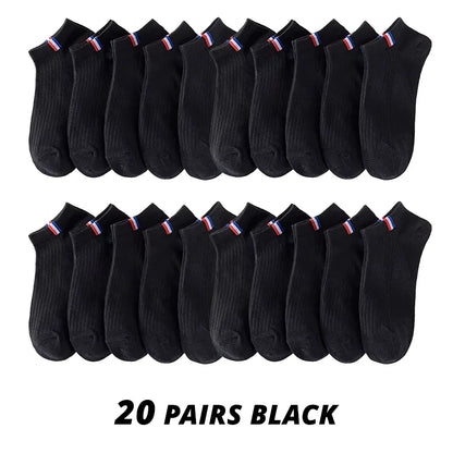 5/10/20 Pairs Of Thin Summer Blending Boat Socks Plain Color Mens Casual Socks Breathable Sweat Absorbing Calibration Socks